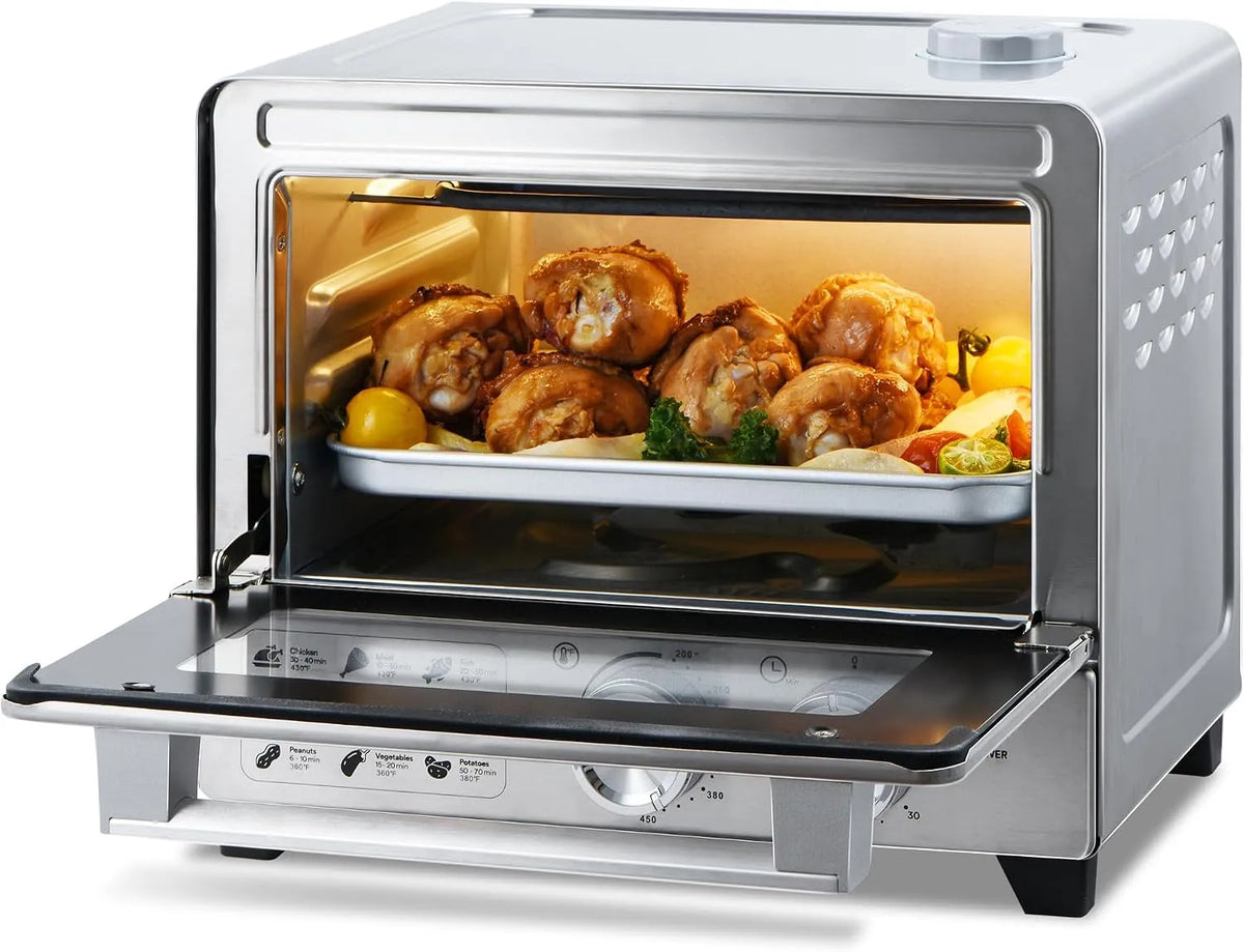 Airfryer met 12 liter Airfryer met stoominfusie, luchtfrituren, 6-in-1, zachte convectie broodrooster met snel voorverwarmen
