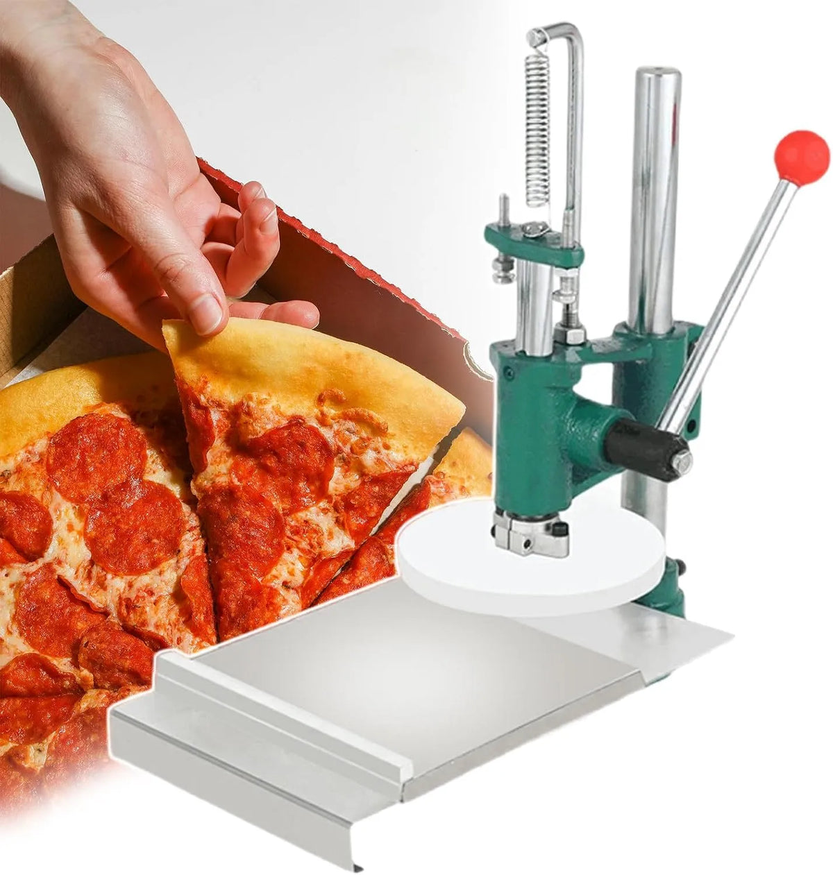 Machine, voor zwaar gebruik Handmatige RVS Druk Plaat, Blad,12cm, Pizza vormen Machine, Pizza Deeg Handmatige Gebak Persmachine, Voor Bladerdeeg