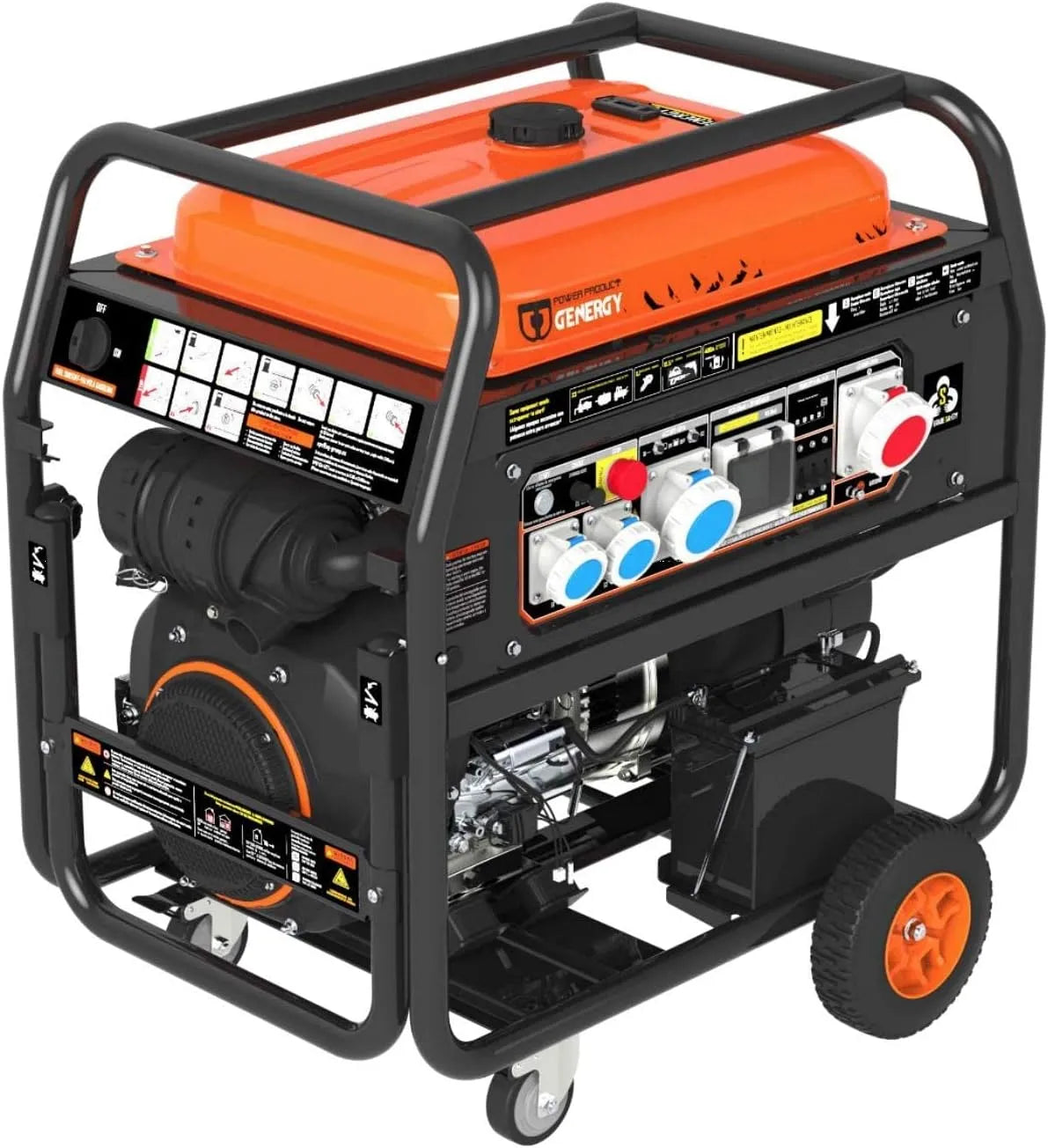 Generator met 15000 W, 50 L, 15 kW, 400 V, 230 V, 68-74 dB en 3 x 5000 W