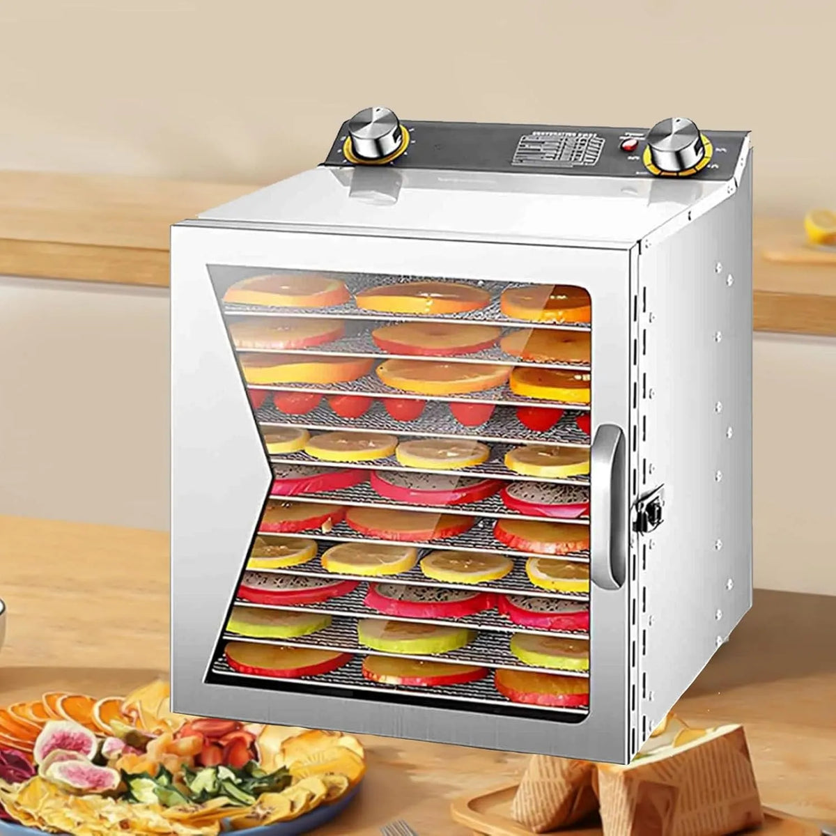 Tafel met 1-12 uur, 30°C, 90°C, geluidsarme werking en RVS, yoghurt,12Layer