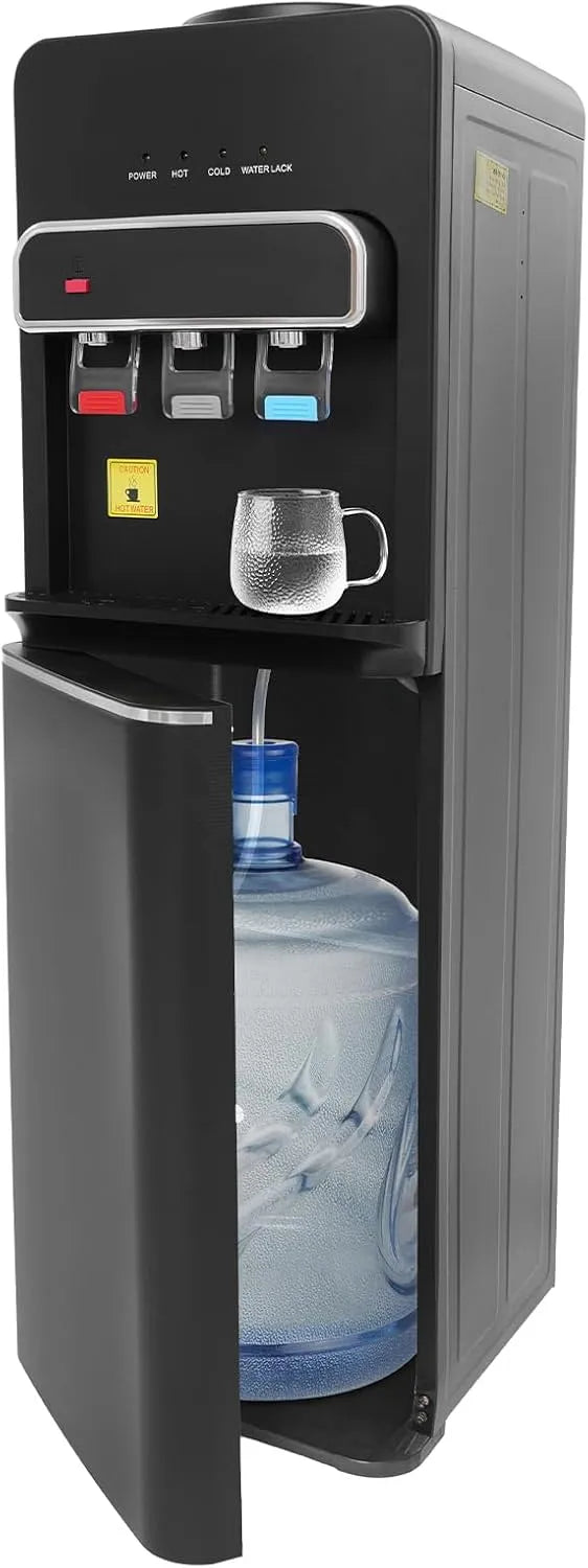 Waterdispenser, 550 W, drinkwaterdispenser met 3 wateruitgangen, flessenwaterkoeler, direct koken, kantoor, keuken, zwart
