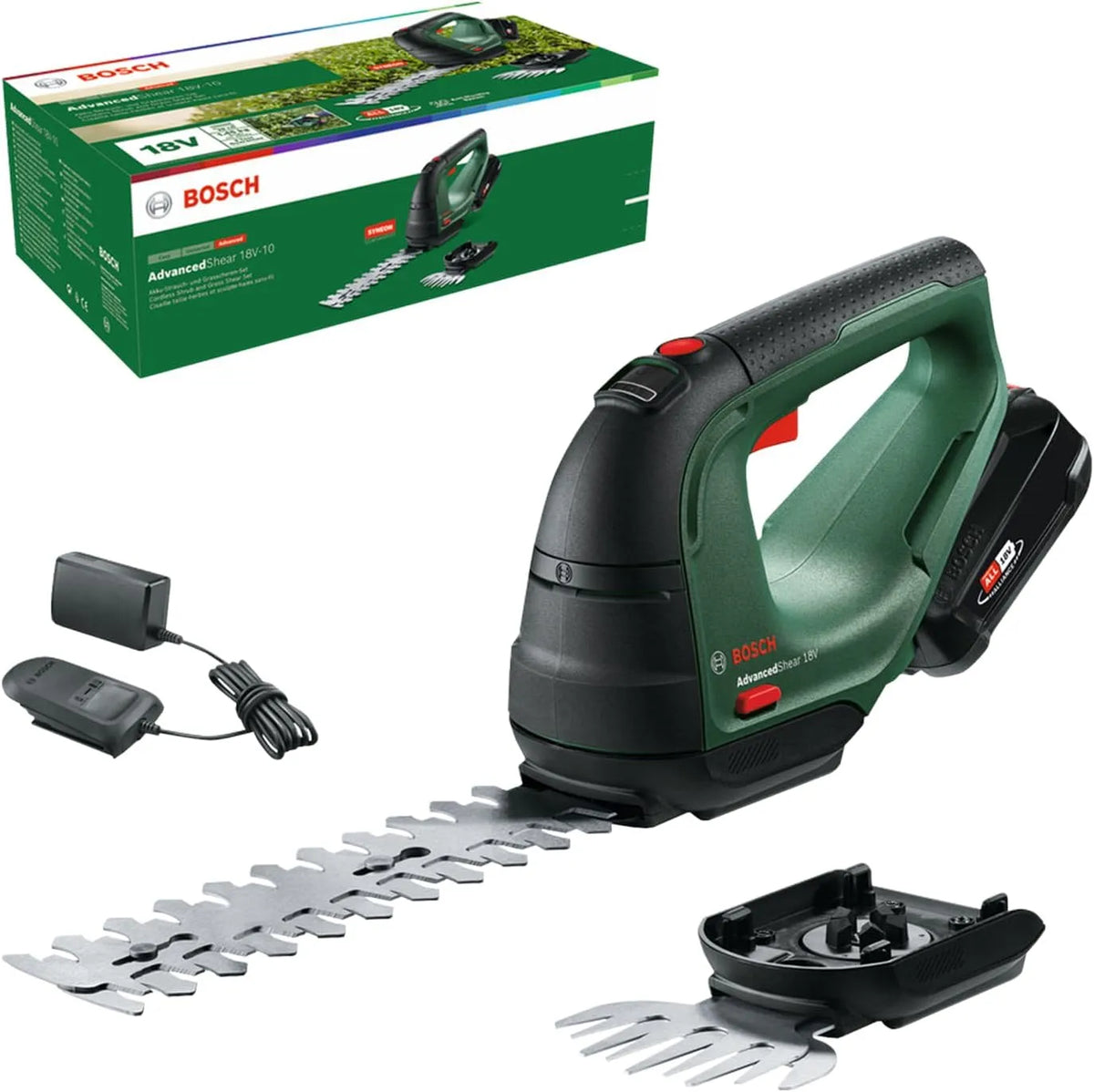 Bosch accu tuinschaar AdvancedShear 18V-10 1 accu 2,0 Ah met 18V, 2,0 Ah en 85 m2