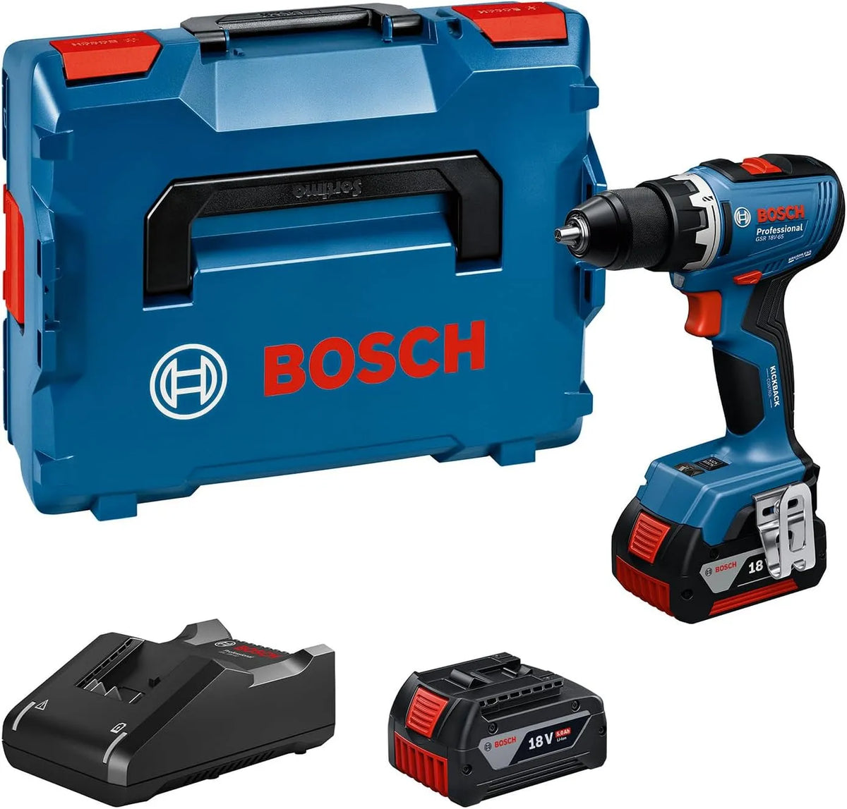 Lader, Bosch Professional, oplader GAL 18V-40, L-BOXX, koplengte 166, incl. 2 x GBA 18V 5.0Ah-accu's