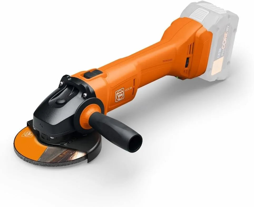Tuinhuis, FEIN haakse CCG18-115-10, compatibel met alle 18 V AMPShare ProCORE-accu's, voor doeltreffende doorslijp, schuur- en ontbraamwerkzaamheden
