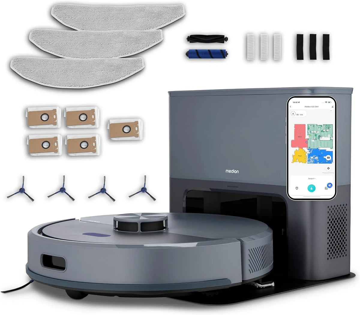 Robotstofzuiger X23 met 5000 Pa, 2-in-1 en HEPA-filter, sterke 5000 Pa zuigkracht