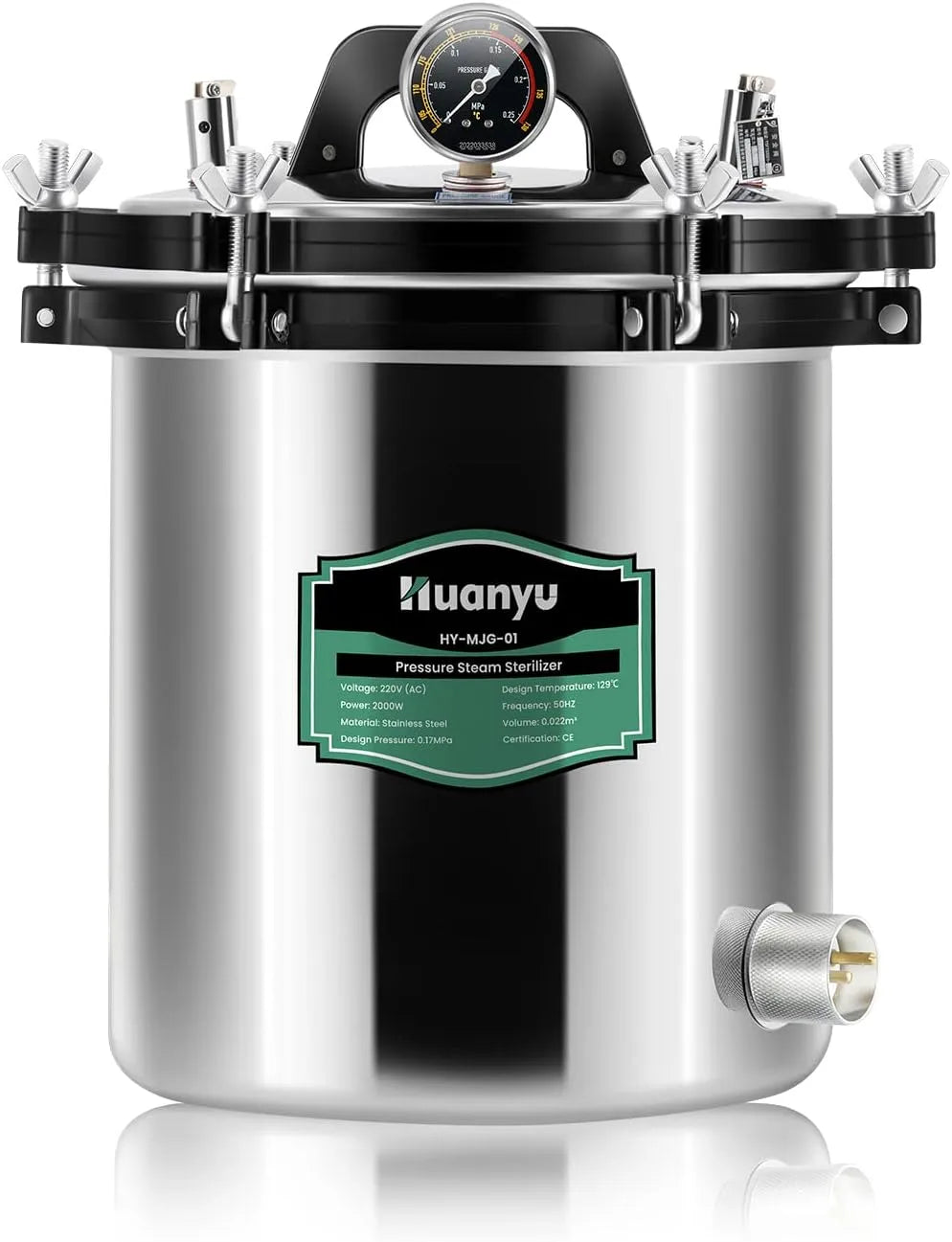 Stoomsterilisator met 126 °C, 3 °C en 30 minuten, 2 ventielen