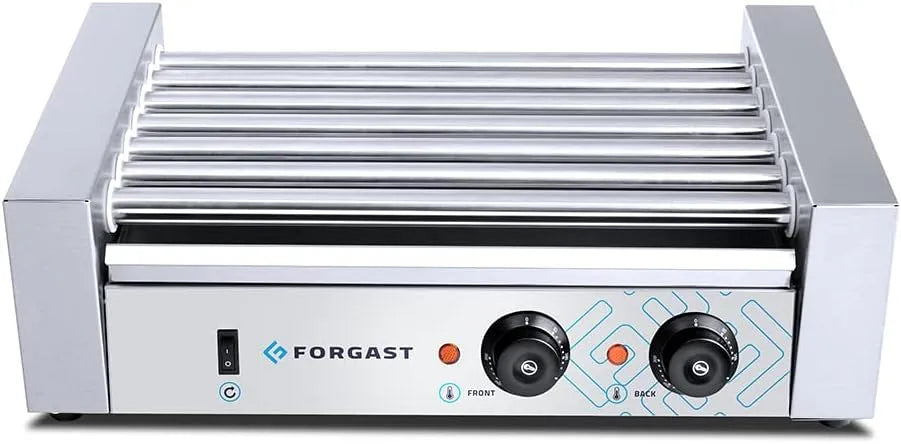 Worstgrill Hot-dog machine, RVS, 7 rollen, Ruimte voor 12 worstjes, Afmetingen 56x33x19 cm, Power 1400 W, Elektrische worstgrill Hot-dog machine, Twee