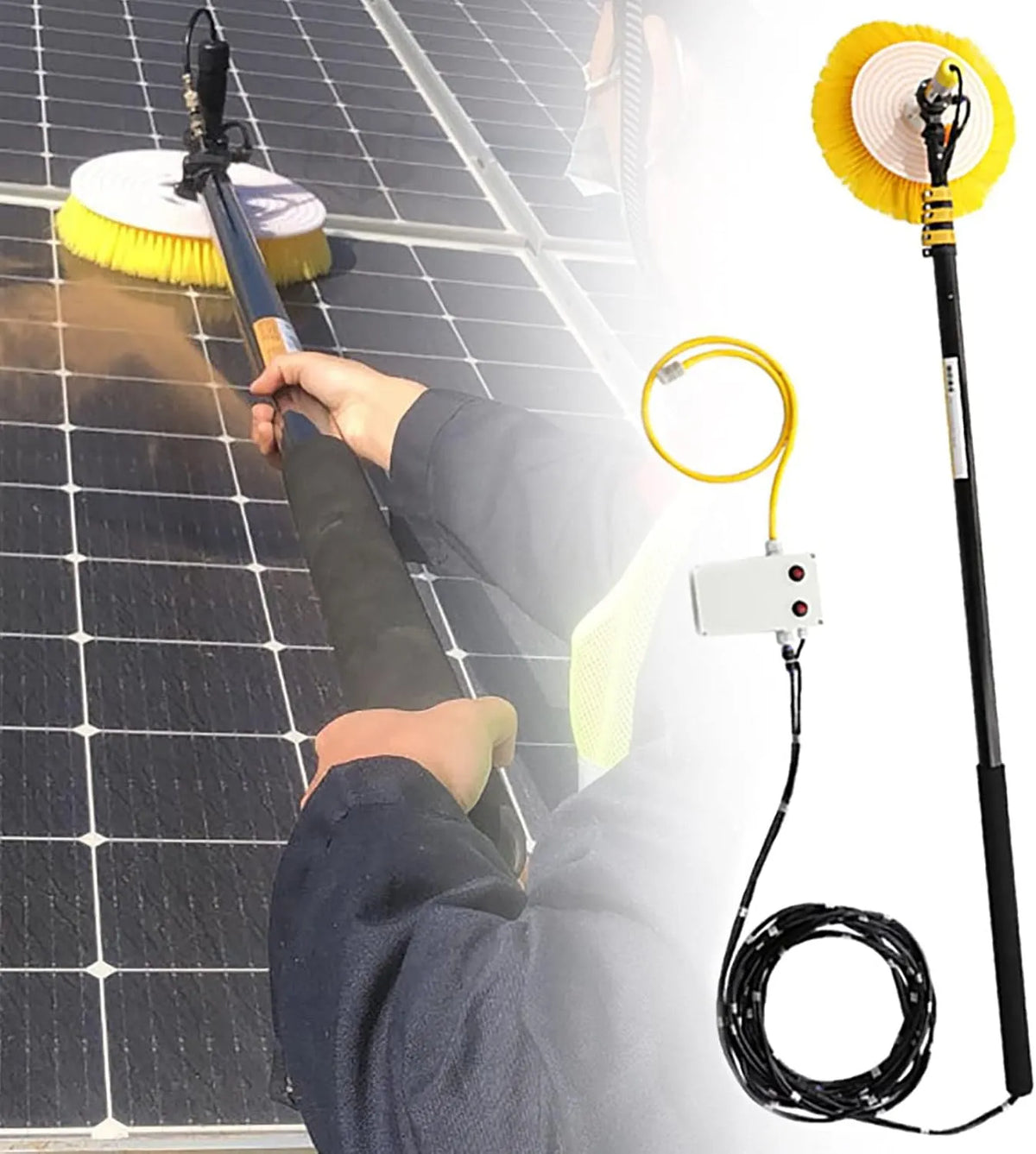 Watergevoede paalset, Watergevoede paalset, elektrisch reinigingsgereedschap voor zonnepanelen, eenvoudig te bedienen/draaien ontwerp, voor vijver