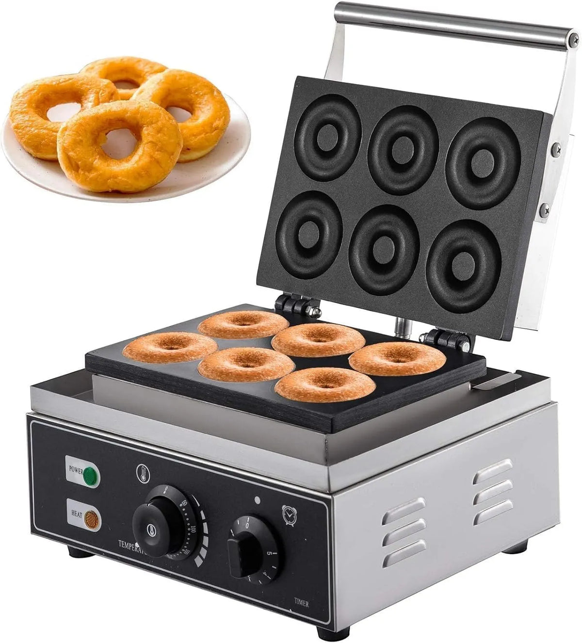 Machine met 1550 W, 435 x 410 x 260 cm, 33,02 x 27,94 x 22,86 cm, 50-300 °C, 0-5 minuten, timer en regelbare thermostaat