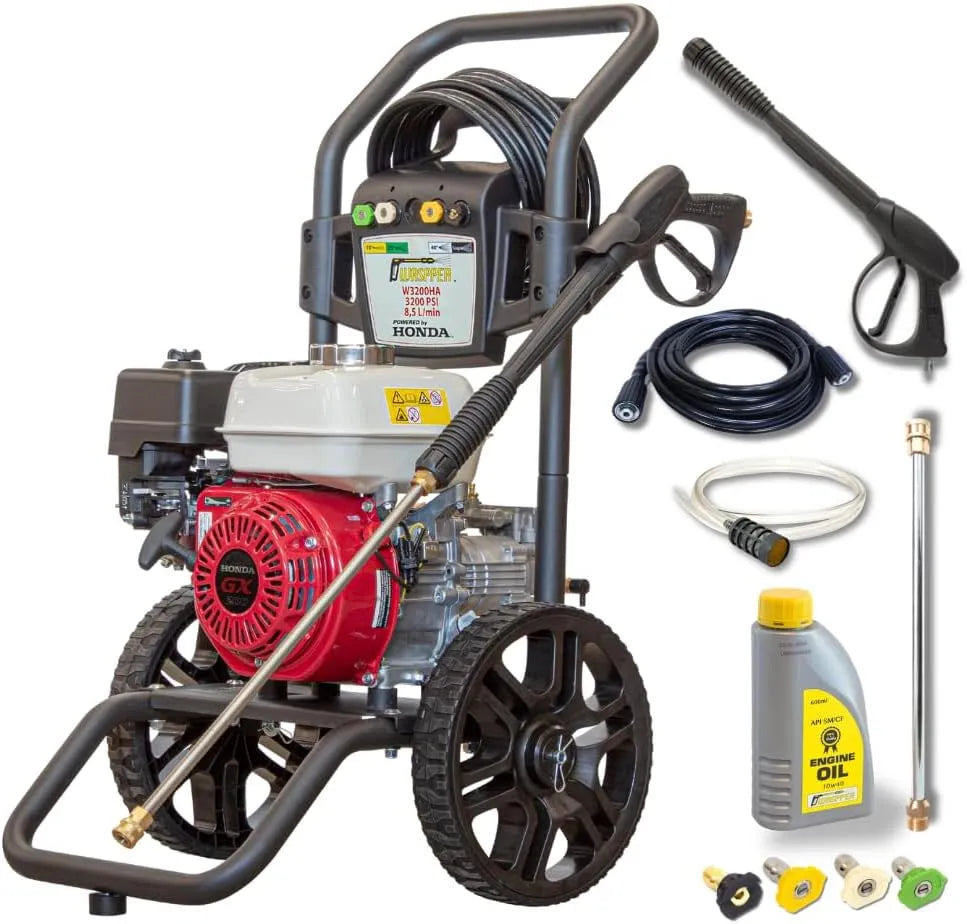 Hogedrukreiniger, Benzine GX200 W3200HA, 8,5 l, WASPPER W3200HA, terras, oprit en tuinreiniging, 220 bar