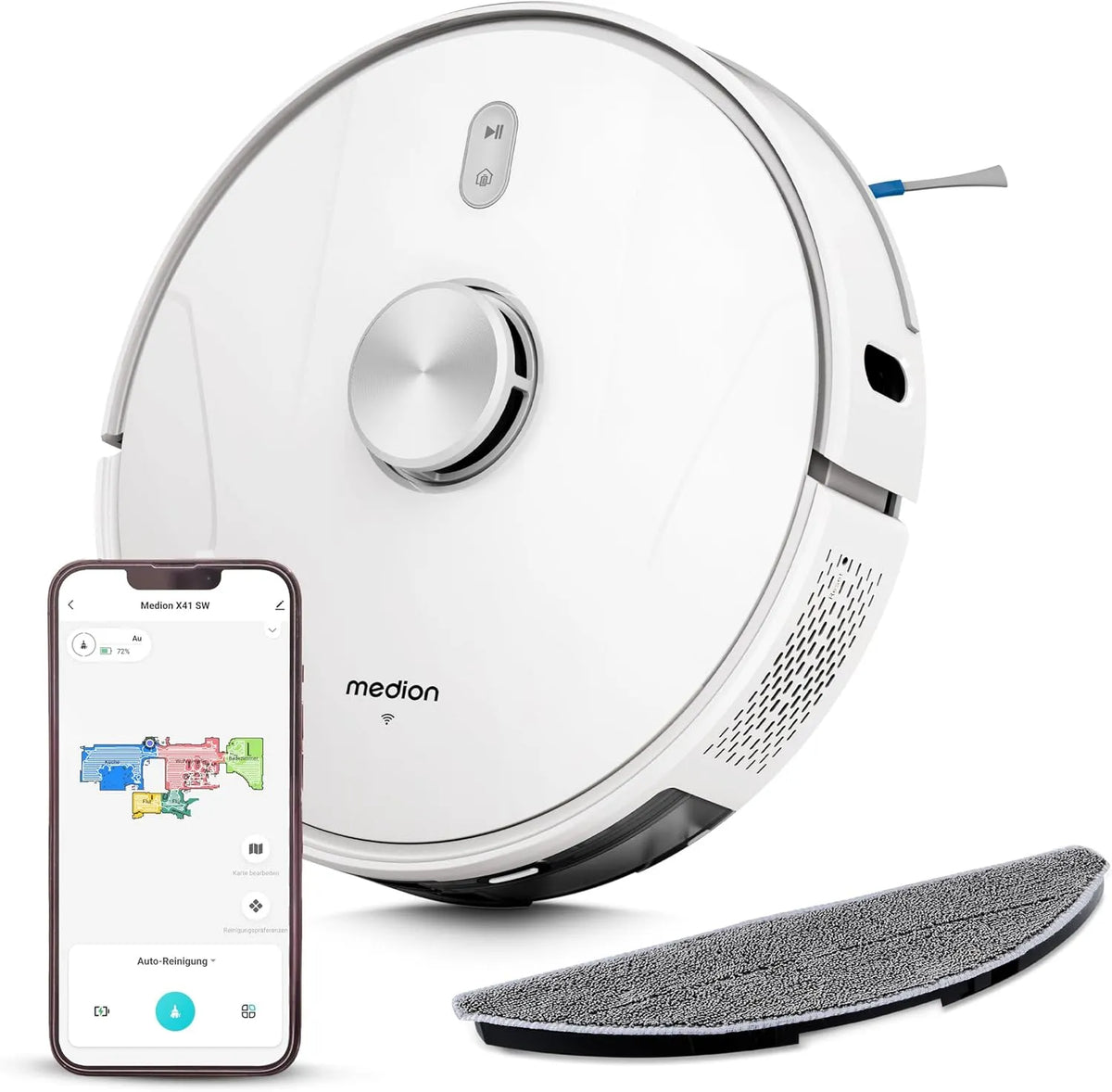 Robotstofzuiger X41 met 8000Pa, 240 minuten, 2-in-1, HEPA H13, afstandsbediening, app-bediening, HEPA-filter en waterreservoir