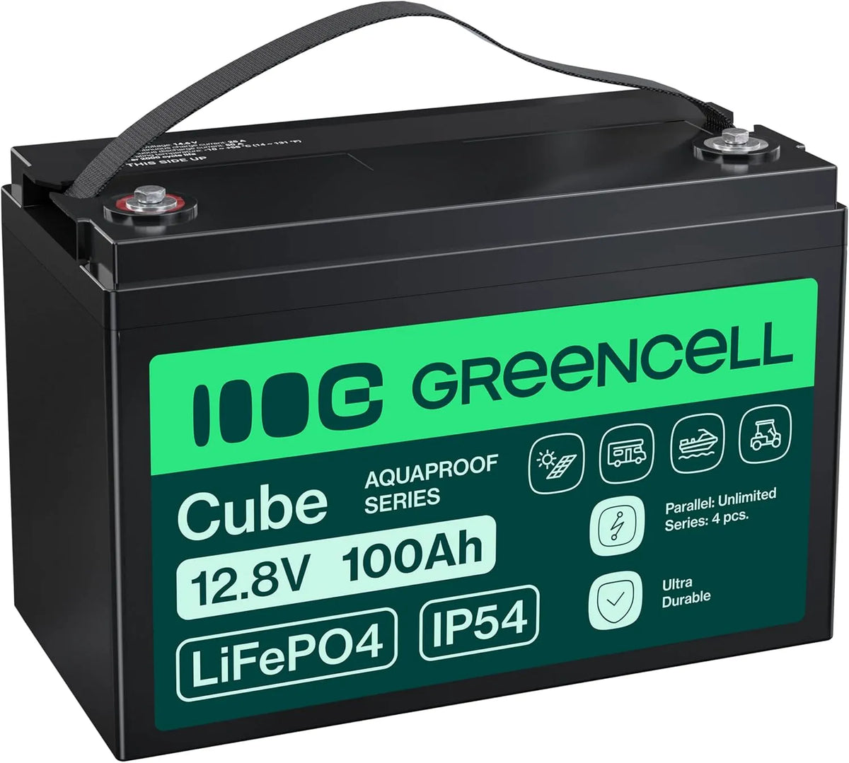 Green Cell groen Cell Cube LifePO4 accu 100 Ah 12,8 V 1280 Wh LifePO4 met 100 Ah