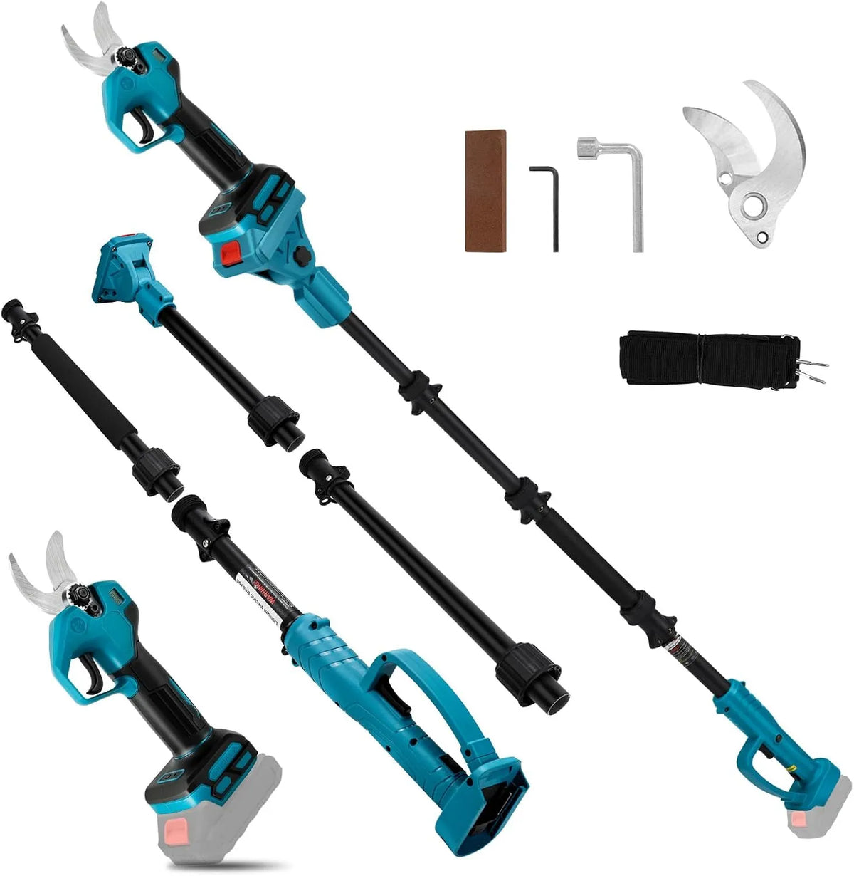 Makita Elektrische snoeischaar met Accu-takkenschaar compatibel met Makita 18V, 2-in-1 elektrische snoeischaar met 2 m verlengstang, max. 30 mm