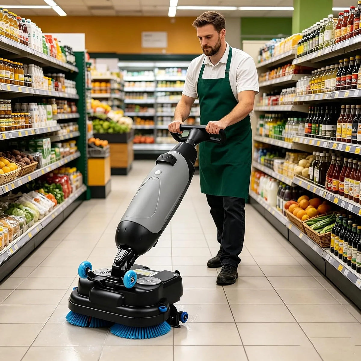Vloerschrobmachine met 17 inch, 1200 m2, 90 minuten, 3-in-1 en grijs