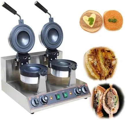 Hamburger Machine met 44,5 x 25 x 26 cm, 50 x 39 x 30 cm, 1300 W, 250 °C, 5 minuten, 300 °C, 1-2 cm en RVS