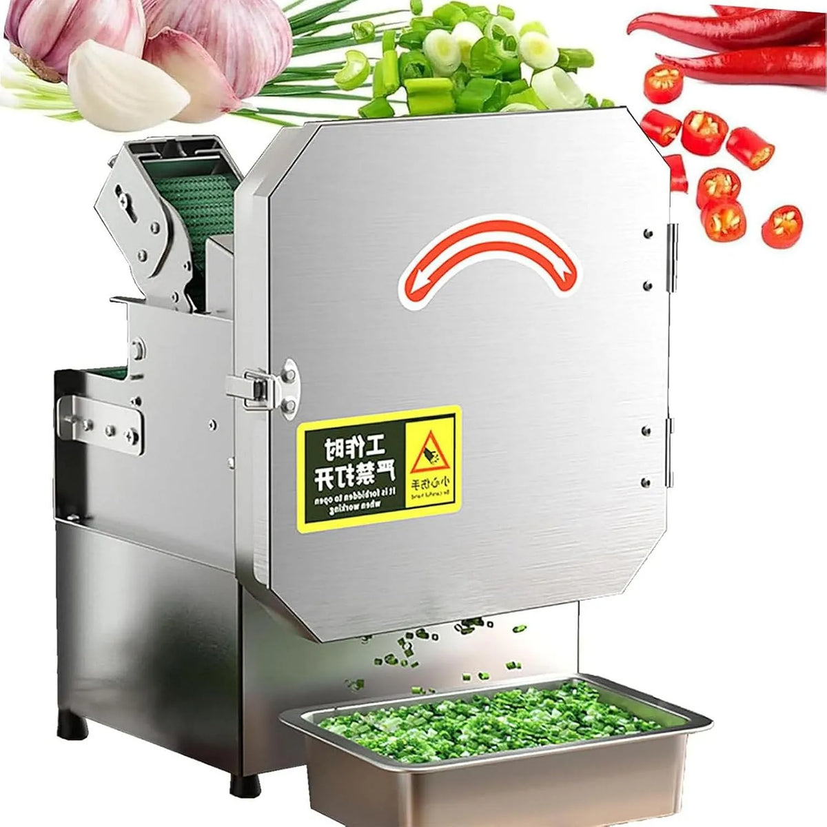 Machine, 300 W, verwerkingsvolume bereikt 500 gram, RVS, robuuste elektrische snijmachine, voor groene groenten, uien, paprika's, aardappelen