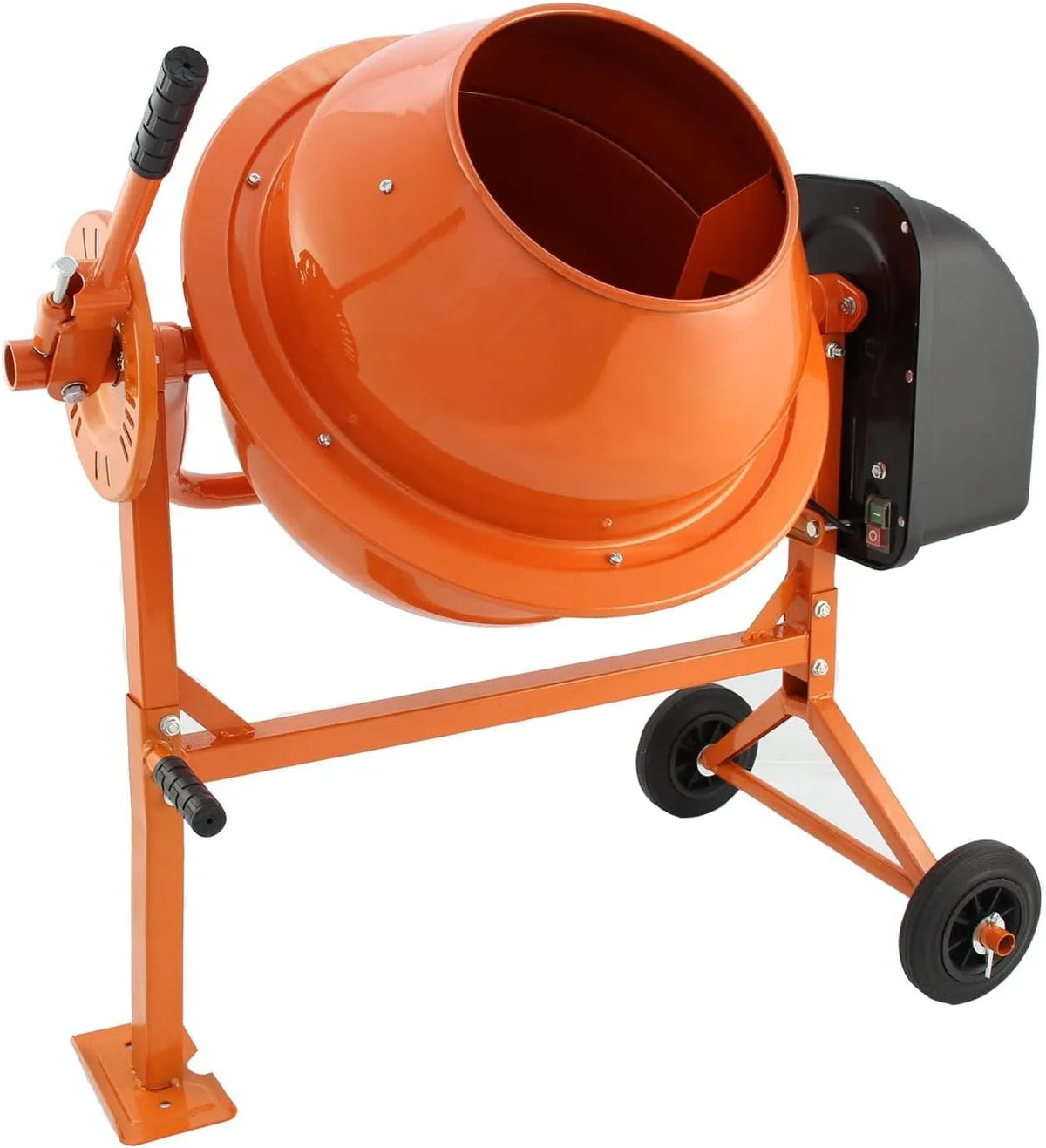 Elektrische betonmixer met 70 L, 250 W en oranje, snelheid 30 omwentelingen per minuut