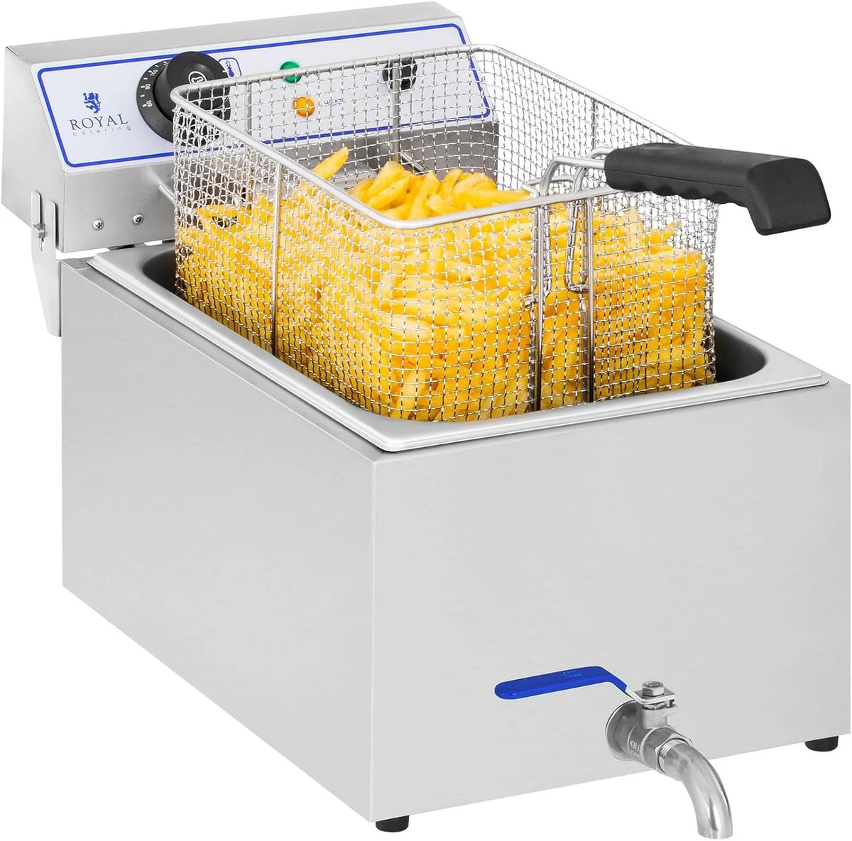 Royal Catering Elektrische Friteuse 1 X 17 Liter 230V Professionele RVS Frituur met Frituurmand en Deksel 60-200°C RCEF 15E 1X3000 Watt X3000 met 230V
