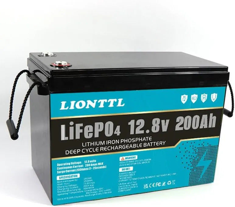 Batterijset, Lifepo4, 200 Ah, 5000 Deep Cycle lithium-ijzerfosfaatbatterij, Batterijen met een lange levensduur, vervangt AGM loodzuurbatterij