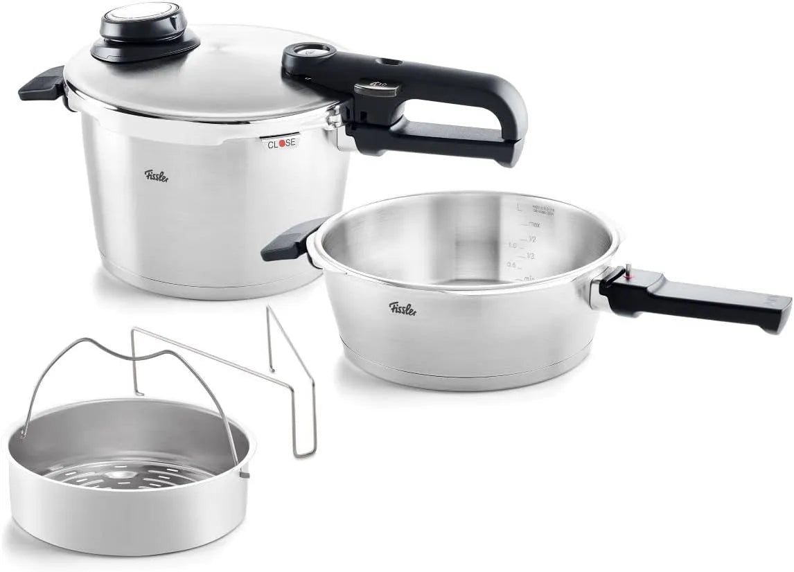 Snelkookpan met set van 2,6 liter en 4,8 liter, Fissler Vitavit Premium snelkookpan en snelkookpan
