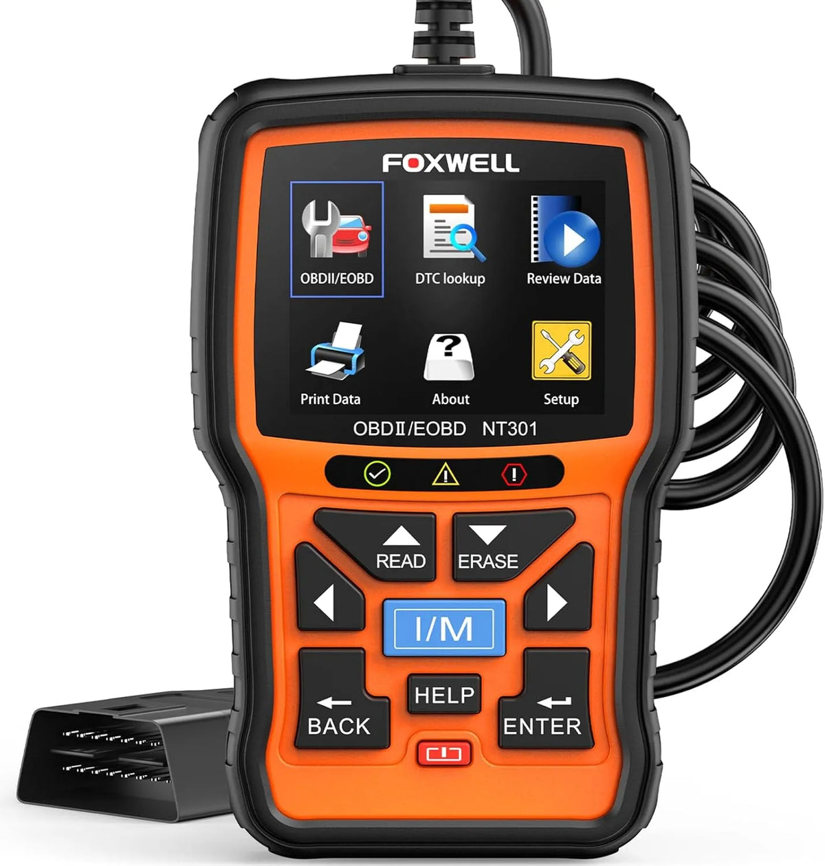 Apparaat NT301 OBD2 met 2,8 inch, zwart en geel, autodiagnoseapparaat voor alle voertuigen met 2,8 inch kleurenscherm