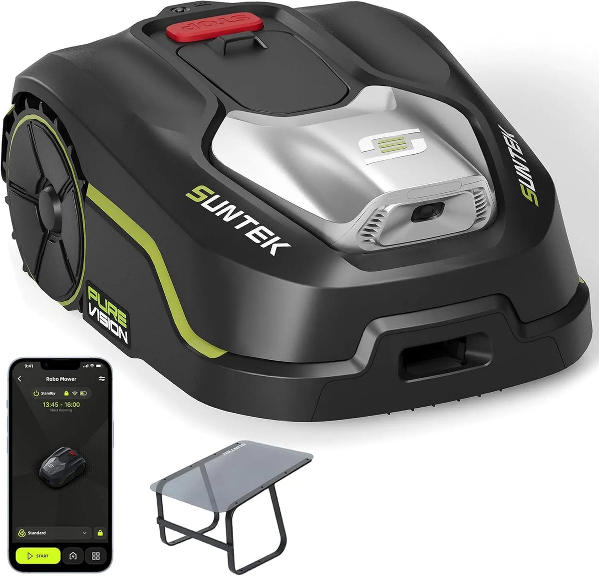 Robotmaaier IPX5-bescherming met 600 m2, Bluetooth, wifi, app-bediening, draadloze werking, oplaadstation en zwart