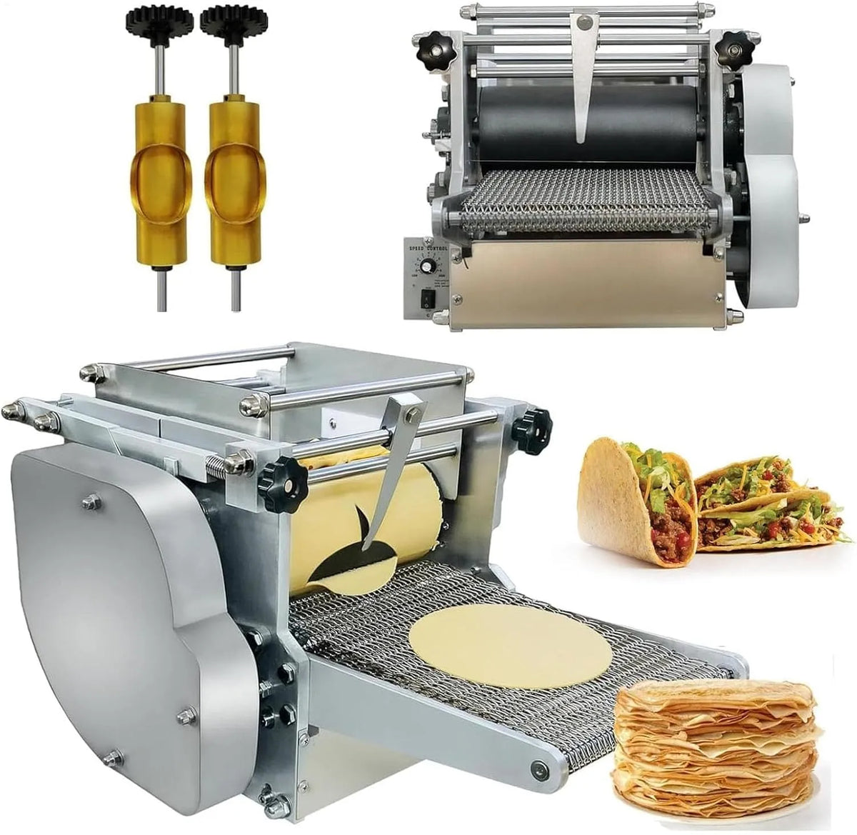 Elektrische Tortilla Maker voor Taco's met 1.5mm en RVS, Verstelbare Dikte 1.5mm-5mm