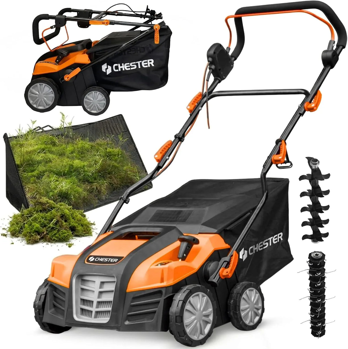 Verticuteermachine met 1800 W, 40cm en 2-in-1, Elektrische 2-in-1 verticuteerder en mosverwijderaar voor gazon