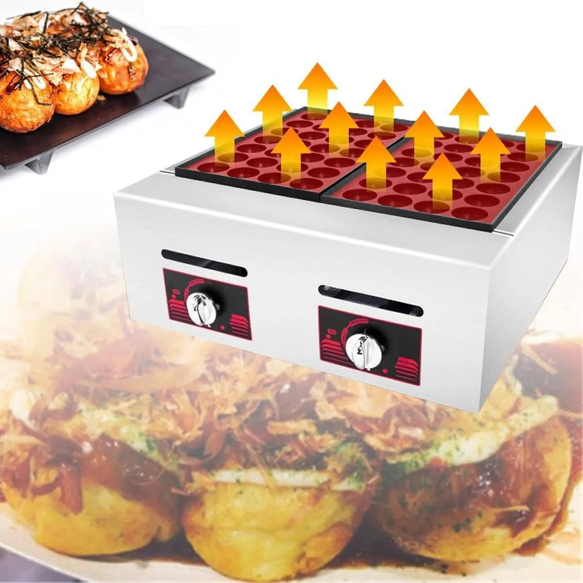Machine, Japanse grill op gas, antiaanbaklaag, commerciële Takoyaki-machine voor gekookte Takoyaki-ballen