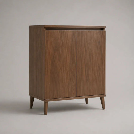 Buffet haut de rangement à 2 portes en bois brun noyer, 80 × 40 × 100 cm