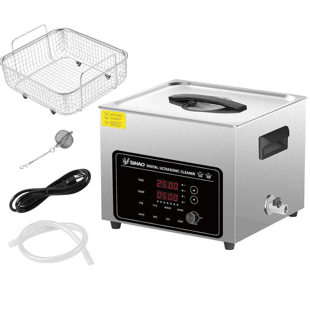 Ultrasoonreiniger, 15L, Temperatuurregeling, Inclusief Mand voor Sieraden, Horloges, Timer 0-30 Min, Degas Functie, Brillen, en Onderdelen