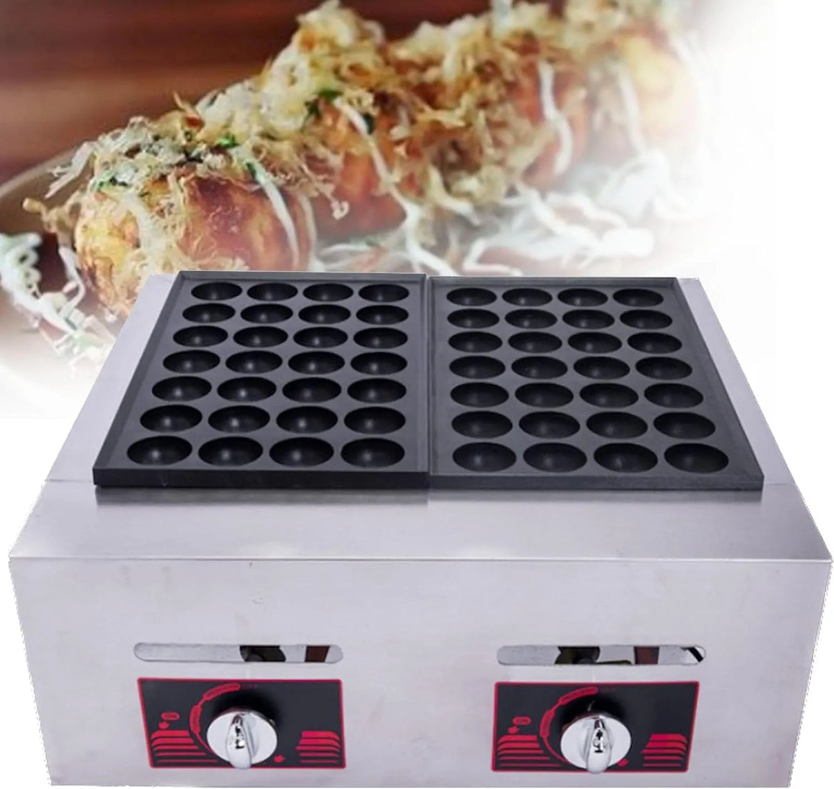 Machine met 20 x 33 cm, 46 x 43,5 x 18 cm en RVS, elektrische takoyaki-maker