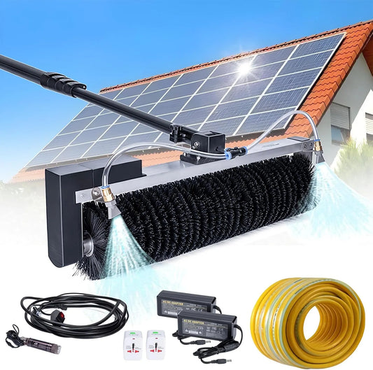 Telescopische borstel voor het reinigen van zonnepanelen met 60 cm, 100V, 240V, aluminium en complete onderhoudsset