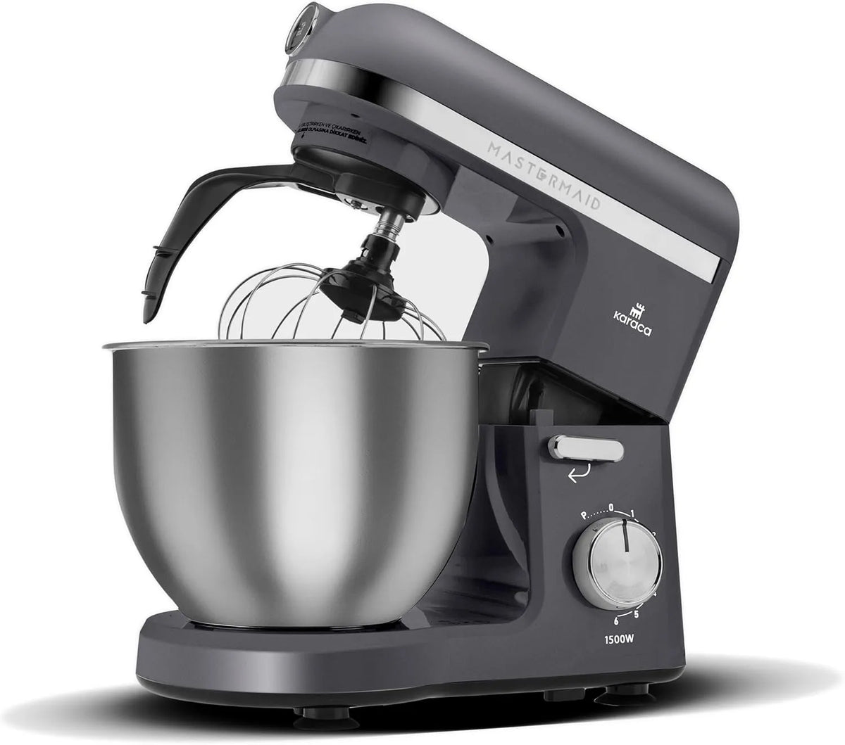 Keukenmachine, 1500 Watt, 5L mixer, Space grijs, Bright Cream, snelheidsinstelling, kneedhaak, kloppen