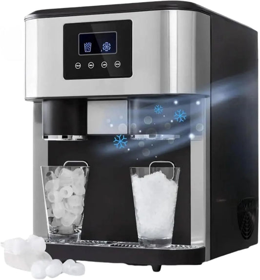 Machine, 15 kg/24 uur, Compacte ijsmachine voor op het aanrecht, keuken, bar en feestjes., maakt 16 ijsblokjes in 7-9 minuten, roestvrijstalen