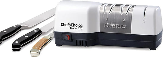Chef's Choice Hybrid Diamond Hone mes combineert elektrisch en handmatig slijpen voor rechte en gekartelde messen van 20 graden met RVS en wit
