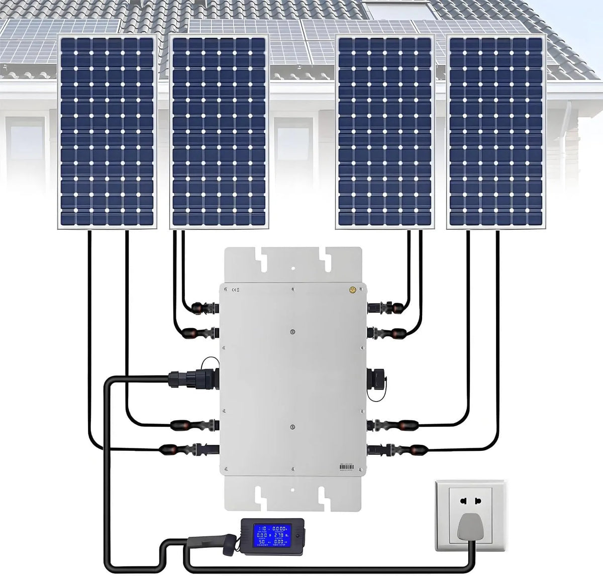 Spanningsomvormer, 1200 W 1400 W 1600 W MPPT micro-zonne-omvormer, zonne-energie netgekoppelde omvormer 1400 W, met wifi-monitoringsysteem via mobiele