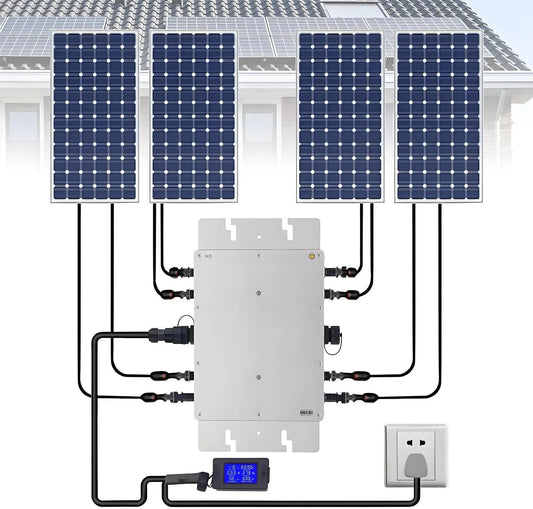 Spanningsomvormer, 1200 W 1400 W 1600 W MPPT micro-zonne-omvormer, zonne-energie netgekoppelde omvormer 1400 W, met wifi-monitoringsysteem via mobiele