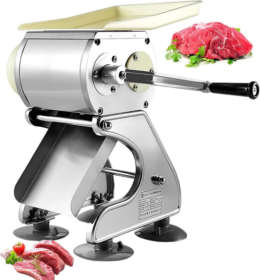 Barbecue, Munual vlees, thuisgebruik 7mm, roestvrijstalen groente voedsel snijmachine, commerciële voedsel snijmachine voor hotpot, BBQ, 2,5-10 mm