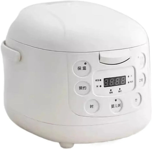 2L Mini Multifunctionele Elektrische Rijstkoker Slimme Soeppan Warmtebehoud 24H Afspraak voor Huishouden en Slaapzaal met 2L, 400 W, 24 uur en 0-8 cm