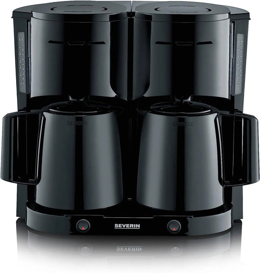 Espressomachine, koffiezetapparaat voor maximaal 16 kopjes, aantrekkelijke filtermachine met 2 thermoskannen, KA 9315, zwart