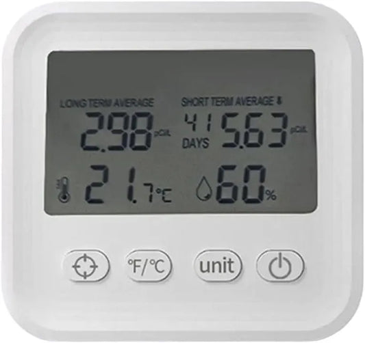 Radonmeter, Draagbare radondetector En Luchtkwaliteit Monitor, Temperatuur Vochtigheid Sensor, voor binnengebruik thuis Kelder Kantoor Veiligheid