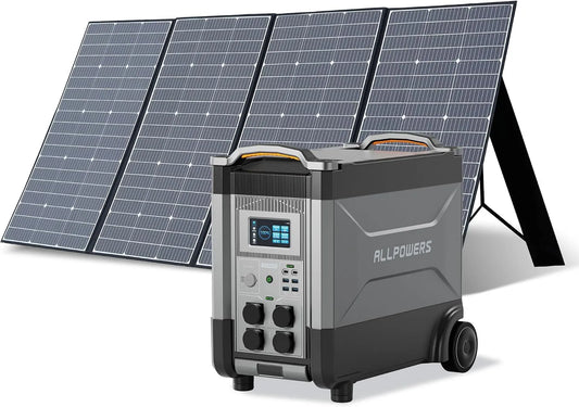 Generator, ALLPOWERS R4000 zonne- R4000 LiFePO4, ALLPOWERS R4000 zonne-generator met zonnepaneel, 3456 Wh LiFePO4, 400 W