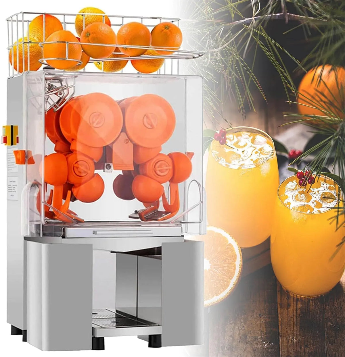 Oranje Juicer Machine, voor Φ40-80mm Sinaasappelen, Automatische Langzame Masticating Sapcentrifuge, Commerciële Oranje Juicer Machine
