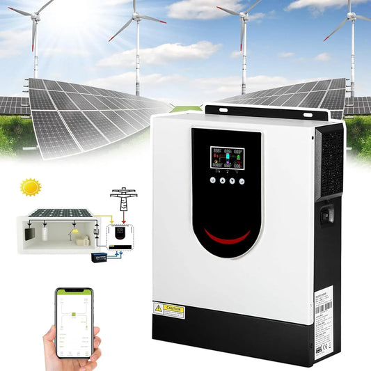 Spanningsomvormer DC24V-1500 W met 1500 W, wifi, digitaal display, 1000-10200 W Hybride Zonne-Omvormer, DC 12 V/24 V/48V-AC230V Off-Grid Zuivere