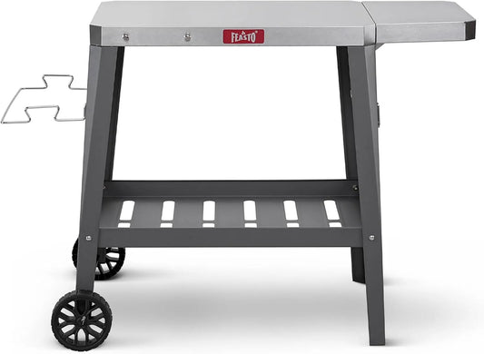 Tafel, Feasto Outdoor Grill, Pizza Oventafel met wielen, Veelzijdige Food Prep Grill Cart voor Outdoor BBQ Koken Verzamelen, RVS Aanrecht Kar