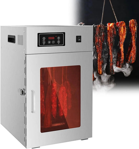 Roestvrijstalen droger, Voedseldroger, 800 W Snel drogende droger, 24-uurs timer, Laag geluidsniveau, LED-scherm, Roestvrijstalen droger voor fruit