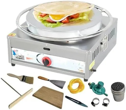 Anti-aanbak crêpe Maker bakplaat met beslag verspreider en houten spatel voor pannenkoeken en pannenkoeken met RVS en voor pannenkoeken