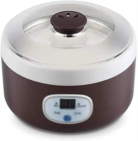Yoghurt Maker Machine met 240V, 1L, 50Hz, 10 W, RVS en bruin
