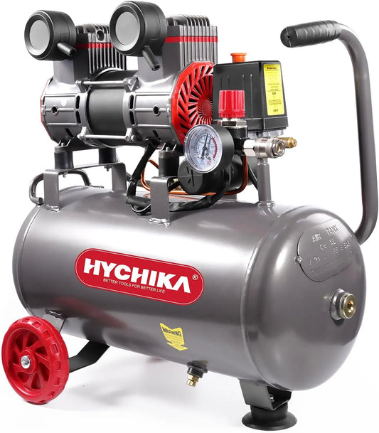 HYCHIKA Luchtcompressor met 8 bar, 24 l, 1100 W en geluidsarme werking